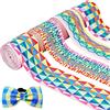 FINGERINSPIRE 7,3 m, 4 stili di cucito, elastici in nylon, 5 cm di larghezza, quadrato/triangolare/lettere/motivo cubo, elastico colorato, morbido ed elastico, per abiti
