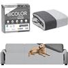 LA SUITE 08 STORE Copridivano 3 Posti Con Braccioli Double Face, Copridivani Elasticizzati Impermeabili Resistenti Ai Graffi Di Cani e Gatti (GRIGIO CHIARO, 3 POSTI)
