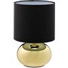 Relaxdays Lampada da Tavolo, Abat Jour Paralume in Tessuto e Base Ferro, E14, HxD: 33,5x18 cm, Luce Comodino Letto, Oro