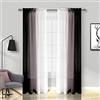 Melodieux Tende trasparenti sfumate nere ombre con tasca per bastone, 142,2 x 243,8 cm, 2 pannelli