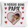 STAMPATEK Cuscino Personalizzato con Foto Festa del Papà con Scritta Ti Voglio Bene Regali Cuscino Festa del Papa Regalo Papà Compleanno Natale Cuscino incluso di Imbottitura