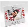 Generico Cornice San Valentino portafoto personalizzata con nome. Cornice per foto idea regalo coppia. Stampa inclusa. (20 x 15 cm | ORIZZONTALE, San Valentino)