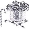 HERZWILD 32 decorazioni natalizie a forma di bastoncino di zucchero, in plastica, a forma di stampella, decorazioni per albero di Natale, decorazioni per interni ed esterni (12cm senza fori, nero)