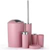JOTOM Set di Accessori da Bagno Plastica da 6 Pezzi Set Bottiglia di Lozione da Bagno Tazza Spazzolino Portasapone Coppa del Dente(Rosa)