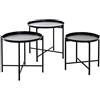 HAKU Set di 3 tavolini rotondi in metallo nero Tavolini rotondi piccoli - Dimensioni: A 37/40/43 x Ø 39/43/48 cm Stile: Art Déco