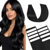 Silk-co Extension Adesive Capelli Veri Biadesivo #1 Jet Nero, 10 Ciocche Biadesive 15g per Sfumature/Volume 30cm