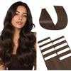 Silk-co Extension Adesive Capelli Veri Biadesivo #2 Marrone Scuro, 10 Ciocche Biadesive 15g per Sfumature/Volume 35cm