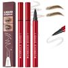 KTouler 2 penne per sopracciglia Microblading, impermeabili, resistenti alle sbavature, a lunga durata, 2 punte a forchetta per sopracciglia definite, dall'aspetto naturale, trucco simile ai capelli (marrone