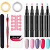 Genérico Set Di Per Smalto Per Unghie - Set Di Smalto Per Unghie | Pensi Di Smalto Per Unghie 5x, Strato Superiore Di Base Di Gel, Kit Di Smalto Gel Adatto Per La Casa, Sale