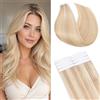 Silk-co Extension Adesive Capelli Veri Biadesivo #18P613 Biondo Cenere + Biondo Chiaro, 10 Ciocche Biadesive 15g per Sfumature/Volume 30cm