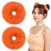 Lusofie 2 Pezzi Corda per Capelli Arancione Pompon Fascia Peluche Scrunchie Finto Coniglio Capelli Bolla Elastico Bambino Fascia Coda di Cavallo Ragazze Accessori