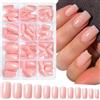 Auroriel 240 Pezzi Nude Rosa Press on Unghie Quadrate Medie Unghie Finte Copertura Totale Set Unghie Finte Lucide per Donne Ragazze Decorazione Manicure Riutilizzabili
