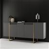 Dmora - Credenza Betel, Buffet da soggiorno, Madia da salotto, Dispensa da cucina, 160x35h80 cm, Antracite e Oro