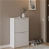 Dmora - Scarpiera Valdosta, Portascarpe salvaspazio a 2 ante, Scarpiera da ingresso, Armadio scarpiera, 50x22h76 cm, Bianco