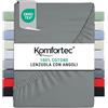 Komfortec Lenzuolo con Angoli in Jersey 100% Cotone - 90x200 cm - 135 g/m² - Morbido, Traspirante e Delicato sulla Pelle - Certificato Oeko-Tex - Per Boxspring, Topper e Materassi - Grigio