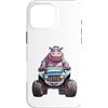 Cute Hippo Monster Truck Birthday Holida Custodia per iPhone 16 Pro Max Divertente ippopotamo che guida Monster Truck regalo per uomini, donne e bambini