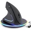 Perixx PERIMICE-713LRX - Mouse verticale ricaricabile senza fili per mancini, doppia ricarica via cavo e wireless, con stazione di ricarica wireless inclusa