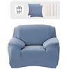 Lydevo Copridivano Elasticizzato 1 Posto Fodere Copri Divano con Braccioli con 2 Copricuscini Moderno Copridivano Fantasia Universale Antiscivolo Lavabile Divano Protector,Grigio Blu