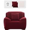 Lydevo Copridivano Elasticizzato 1 Posto Fodere Copri Divano con Braccioli con 2 Copricuscini Moderno Copridivano Fantasia Universale Antiscivolo Lavabile Divano Protector,Vino Rosso