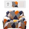 Lydevo Copridivano Elasticizzato 1 Posto Fodere Copri Divano con Braccioli con 2 Copricuscini Moderno Copridivano Fantasia Universale Antiscivolo Lavabile Divano Protector,Arancione Geometrico