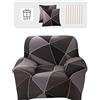 Lydevo Copridivano Elasticizzato 1 Posto Fodere Copri Divano con Braccioli con 2 Copricuscini Moderno Copridivano Fantasia Universale Antiscivolo Lavabile Divano Protector,Quadrato Nero