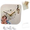 Doni Bomboniere Batteismo 1 pz Orologio in Ecopelle con Stampa Angioletto con Arpa e Note Musicali Nascita Primo Compleanno Personalizzabile Artigianale Originale (MOD. 28-12 x 12 cm)