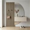 Web Convenienza Mobile Ingresso con Pannello Dogato Appendiabiti 138x180x30 cm Made in Italy - a Muro Moderno con Ganci - Guardaroba con Specchio Mezza Luna e Mobile Contenitore Basso (Cashmere e Cadiz, con Specchio)