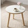 PlayPals Furniture P&P Furniture - Tavolino rotondo bianco, diametro 50 cm, altezza 46 cm, moderno con piedini in legno, per soggiorno, camera da letto, stile scandinavo, piccolo, rotondo, moderno, produzione UE