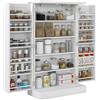 HOMCOM Credenza Cucina 104 cm, Mobile Dispensa con 2 Ante, Ripiani Regolabili, 12 Portaspezie, 5 Ripiani, Mobile Cucina Moderno per Sala da Pranzo Soggiorno, Bianco