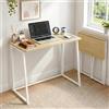GOKHOMX Scrivania cameretta pieghevole Tavolo studio computer per Ragazzi Camera bimbi Studio Salvaspazio Stile nordico Facile montaggio Angoli arrotondati Rovere Bianco 80x40x74cm