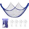 CBHTMY 150 x 200 cm, rete da pesca, rete macramè, decorazione marittima, rete da pesca decorativa (blu reale)