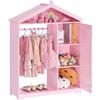 VEVOR Armadio per Bambini con Specchio per Cameretta, Guardaroba per Bambini Colore Rosa, Appendiabiti Organizer per Costumi Giochi di Ruolo da Divertimento, per Giochi Travestimenti Camera da Letto