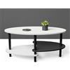 LANTUS Tavolo Basso in Legno con Mensola, Tavolo da Salotto per Divano, Design Industriale, Basso per Balcone, Ufficio a Domicilio, 90 x 50 x 42 cm - Nero e Bianco