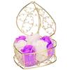 Générique Set regalo di sapone rosa, 6 fiori, confezione regalo a forma di cuore, contenitore di sapone da bagno, decorazione interna floreale creativa, San Valentino, festa della mamma, per le amiche (C)