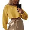 ORANDESIGNE Felpa Corte con Cappuccio con Stampa da Donna Ragazza Sweatshirt Manica Lunga Y2K E-Girl Pullover Casual Harajuku Streetwear Crop Top T-Shirt Sportiva J Nero S