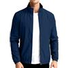 Generico Giubbotto Primaverile Uomo con Tasche Cerniera Senza Cappuccio - Giubbino Uomo Giacche Antivento Leggero Sportiva, Bomber Casual Unico Semplice Blu Scuro 5XL