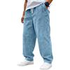 Onsoyours Pantaloni in Velluto a Coste da Uomo a Gamba Larga Pantalone con Tasche e Elastico in Vita A Marina XL