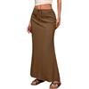 Generisch Gonna estiva da donna in cotone, lunga A-Line maxi gonna con spacco laterale, casual, tinta unita, leggera, marrone, xxl
