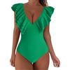 Vuncio Costume da Bagno Donna Intero Sexy Volant Curvy Taglie Forti Elegante Costume Intero Donna Contenitivo Push up Sportivo Spiaggia Piscina Mare Monokini (Green, M)