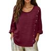 Vuncio Bluse Donna Estive Maniche Lunghe Eleganti Taglie Forti Magliette Donna Collo Rotondo Baggy Leggera Morbidi Comode Casual Spiaggia Vacanza Festa Sera Cocktail (Rosso, XXL)