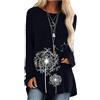 ORANDESIGNE Camicia Donna Elegante Manica Corta Tinta Unita Felpa Maglietta Casual Scollo a V Sweatshirt Tunica Taglie Forti B Nero 3XL