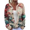 Onsoyours Cardigan da Donna Giacca con Bottoni E Stampa Floreale per Donne Elegante Sweater Bottoni Cappotti Aperto Anteriore Maglione Giacca Calda per Autunno Inverno A Rosso 02 L