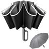 Appdo stormguard reverse umbrella - wind-resistant automatic folding umbrella with reflective trim & uv-blocking coating, Ombrello Invertito Automatico Pieghevole, Impermeabile Antivento (grigio)