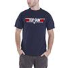 Top Gun Licenza Ufficiale Distressed Logo T-Shirt da Uomo (Blu Scuro), Large