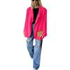 Onsoyours Blazer Casual da Donna in Tinta Unita Blazer a Maniche Lunghe Aperto sul Davanti Giacca da Lavoro con Bavero da Lavoro Slim Fit Fucsia M