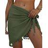 AI'MAGE Sarong Wraps per costume da bagno da donna copricostume da bagno da spiaggia copricostume da bagno con nappe bikini corto avvolgente gonne per costumi da bagno, Verde militare, M