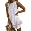 shownicer Abito di Pizzo Floreale da Donna Estivo Vestito Elegante Festa Cerimonia A Linea Abiti Estivi Casual Vintage rétro Boho Mini Abito da Spiaggia B Bianco03 L