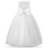 Uhnice Abito Bambina Cerimonia Principessa Tulle Elegante Perle sul Davanti Fiocco Schiena Cuore Senza Maniche per Matrimonio Compleanno (Bianco, 6-7/130)