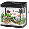 PUTINEI Acquario in Vetro Acquario Completo Acquarios Per Pesci Rossi,con Illuminazione a LED e Sistema di Filtraggio,6 Litri,Nero,Set Per Principianti