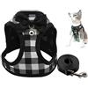 DHGTEP Pettorina per Gatti/Cani Tartan, Morbida Pettorina per Cani e Set di Guinzagli con Cravatta a Fiocco Carina - Campana per Cani/Gatto Taglia Media Piccola Grande